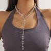 European and American Retro Imitation Pearl Fringed Long Niche Necklace Simple Round Bead Chain Beaded Necklace Decoration