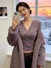 Women's Pure Desire Slim Fit Purple Cross Charm Lace Top with Velvet - Long Sleeve for Autumn & Winter