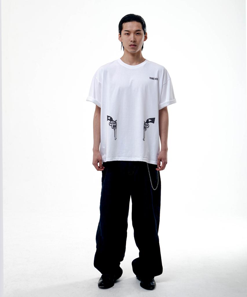 THANKS MESSIA Archive Revolver Tshirt-White