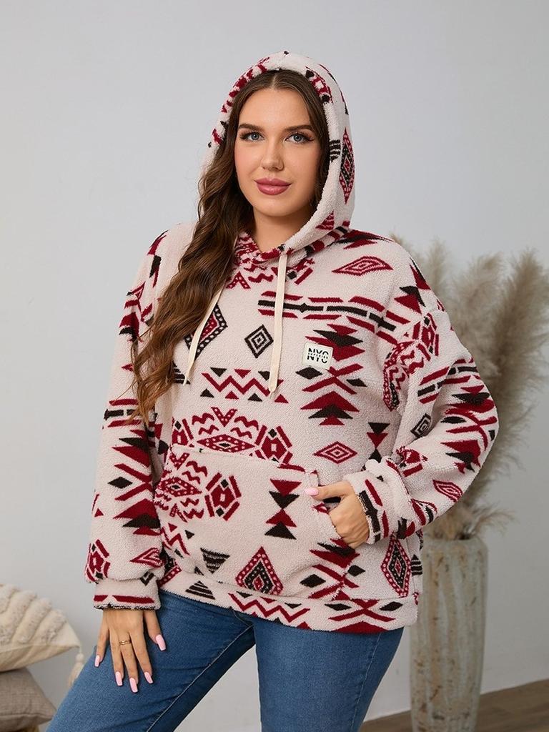 Plus Size Women's Oversized Long Sleeve Fleece Hoodie