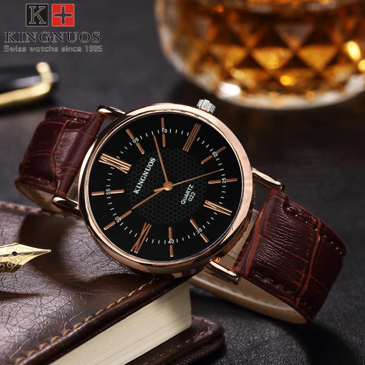KINGNUOS Fashion Rose Gold Roman Numerals Belt Watch Men's Belt Watch