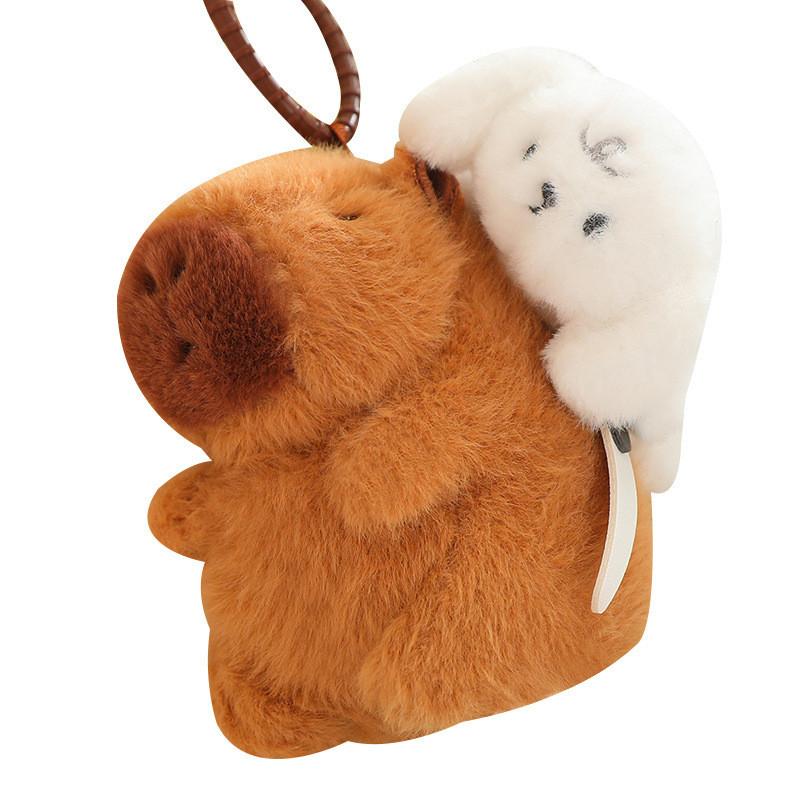 Delightful Capybara Plush Hanging Keychain Made From Luxurious Mink Plush Fabric