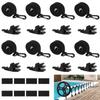 Kit de Fixação de Correias para Enrolador de Cobertura Solar de Piscina 8 Peças Conjunto de Fixação de Enrolador Forte Aderência Cobertor de Natação de Solo 8 Correias/Ganchos/Clips