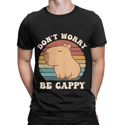 Retro Rodent Capybara Dont Be Worry Be Cappy Funny Saying Funny 100 Cotton TShirt Capybara Tops Tees For Unisex