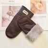 New Winter Warm Women's Sheepskin Gloves Thickened Wool Lined Solid Finger Leather Gloves