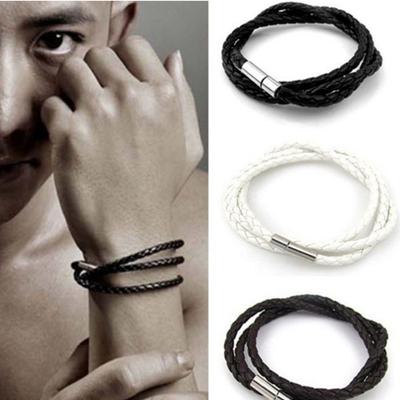 Unisex geflochtenes Lederseil mit magnetischer Schnalle, Armband, Schmuck