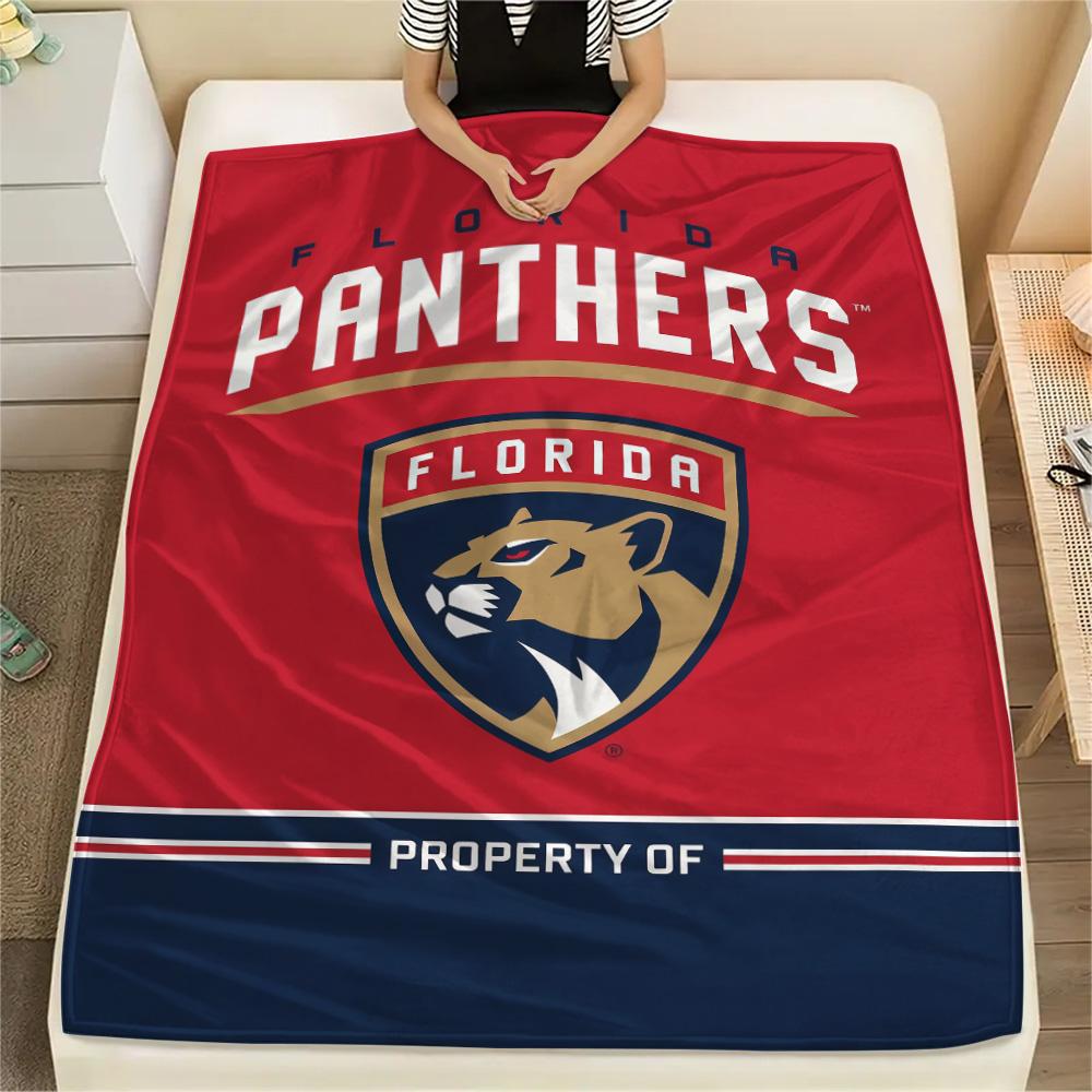 Florida Panthers Print Flannel Blanket High Quality Warm Comfortable Cover for All Seasons Perfect for Gifts Home Decor