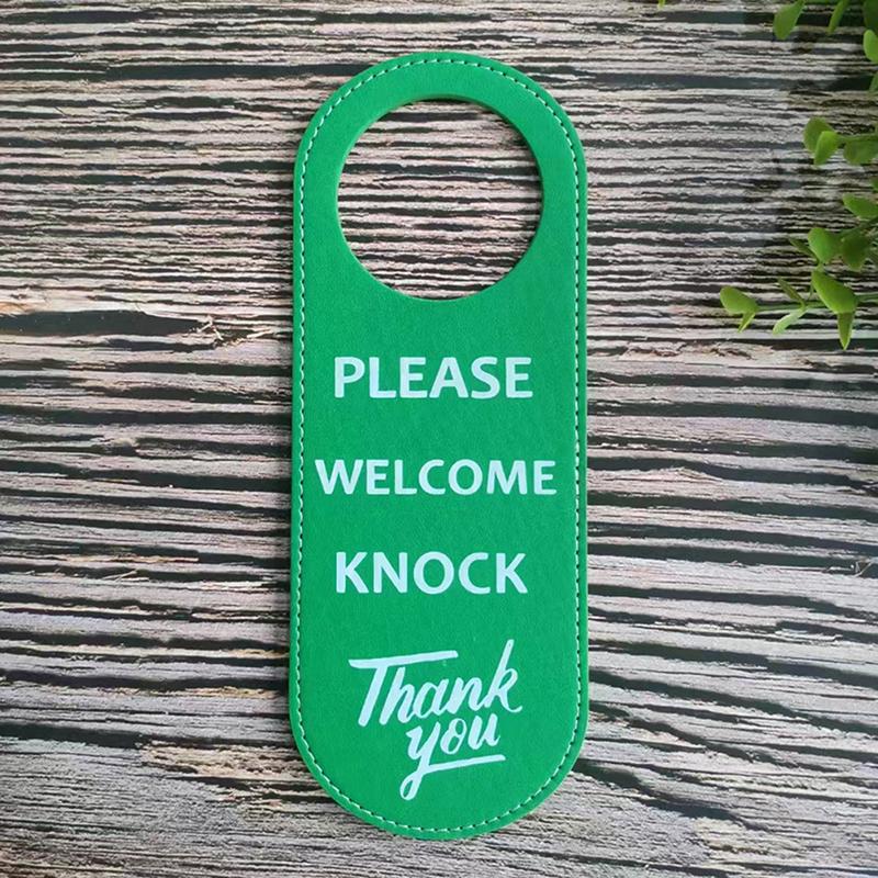 Door Sign Hanger Tags Pu Leather Cleaning Label Do Not Disturb Signs Double-Sided Unique Pattern Convenient Useful Hanging Tag