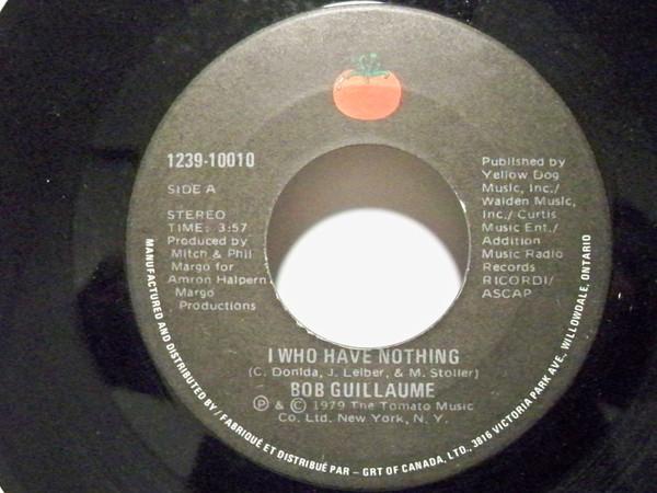 

7inch Record ROBERT GUILLAUME I Who Have Nothing The Streets Ar 123910010 Tomato 1979 Canada Dance Electronica Used