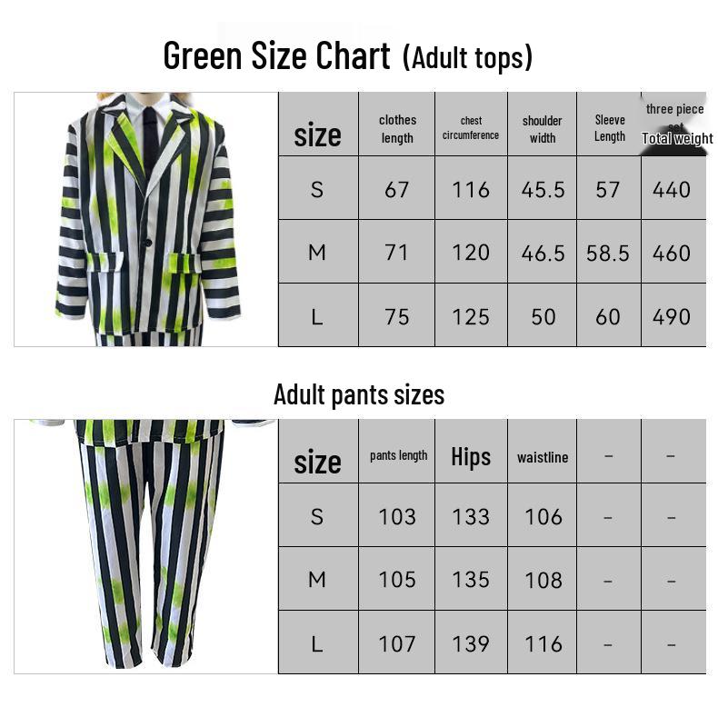 Beetlejuice Sorcerer Halloween Role-Playing Red Striped Suit & Skirt