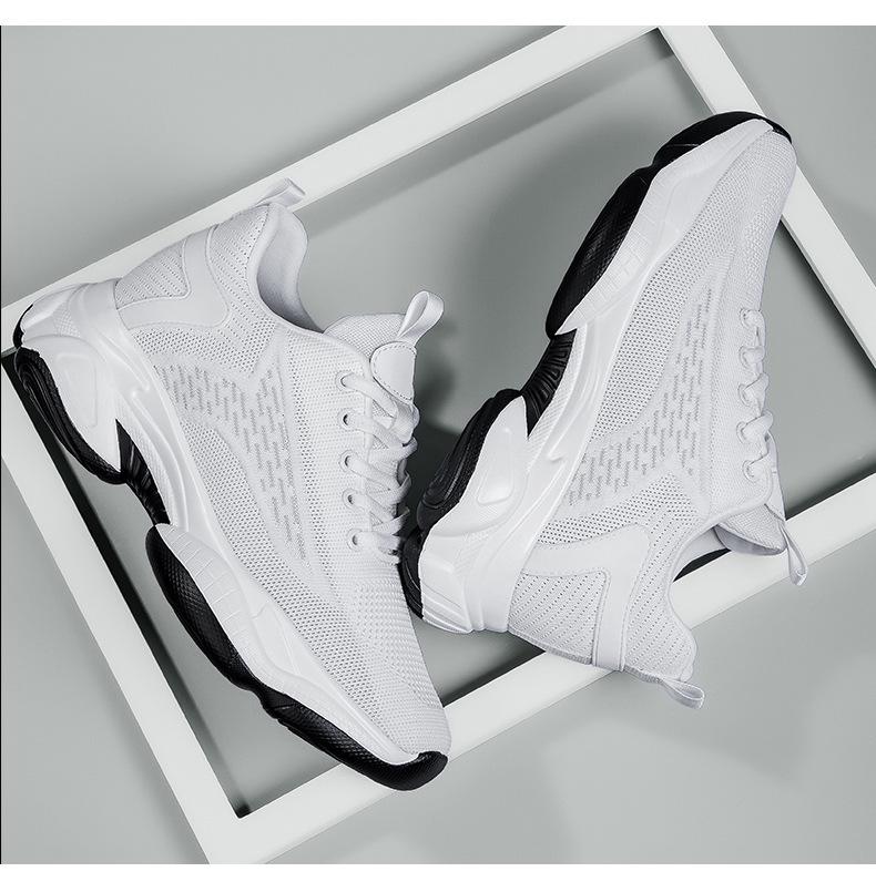 Invisible 8CM Height Increasing Men's Shoes - Breathable Flyknit Low Heel Running Casual Sneakers for Spring & Autumn.