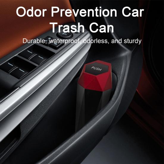 Car Trash Can with Lid Leakproof Car Dustbin Diamond Shape Waterproof Garbage Bin Mini Trashcan Car Vehicle Waste