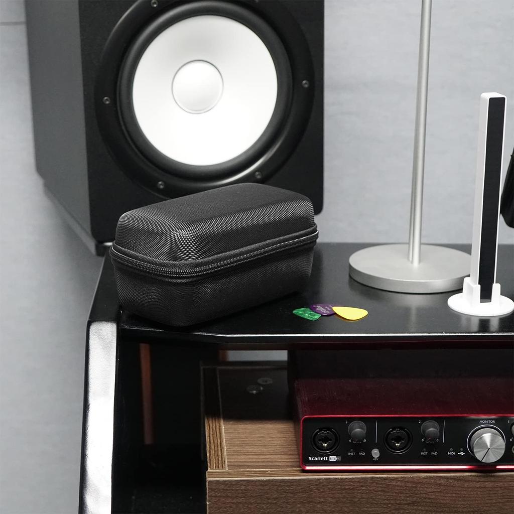 Geekria Nylon Speaker Case Cover for Marshall Emberton II, Replacement Hardshell Travel Carry Bag with Cable Management (Black)