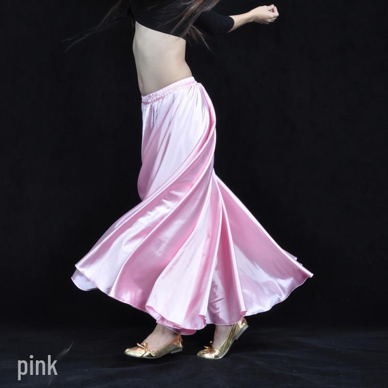 Big Swing Satin Belly Dance Skirt for Stage Performance