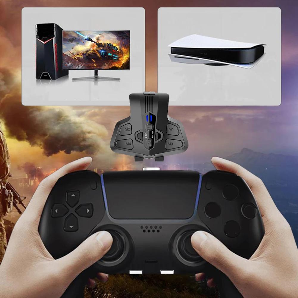 Backplate Programable Remap Kit for PS5 DualSense Gamepad PC Back Buttons with Turbos Macro Function RGB Back Paddles Attachment