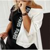 Women's Letter Print Two Piece Set Short Sleeve T Shirt and Jogger Pants Casual Outfit