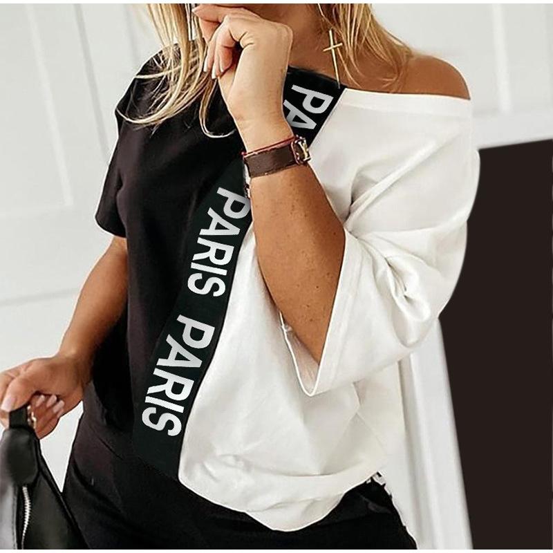 Women's Letter Print Two Piece Set Short Sleeve T Shirt and Jogger Pants Casual Outfit