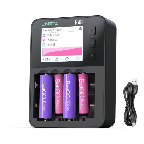 

LIMETA 6-Slot AA/AAA Battery Charger with Independent Slots, Compatible with NiMH, NiCd, NiZn, Li-ion, LiFe, and 18650 Batteries, Charges 4 Batteries