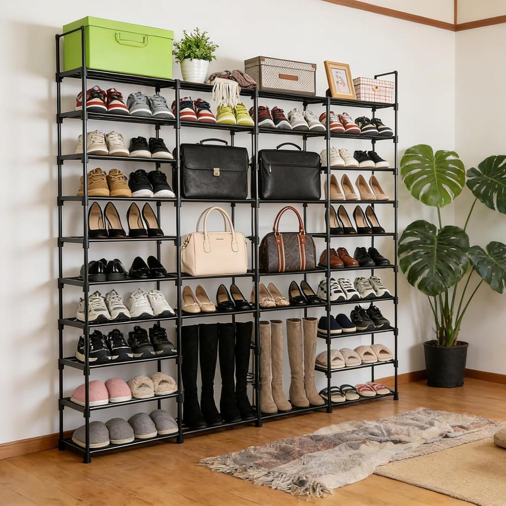 Extra Large Shoe Rack – 4 Columns × 10 Tiers, Holds Up to 72–80 Pairs – Heavy-Duty Stackable Metal Shoe Organizer for Entryway, Closet, Garage