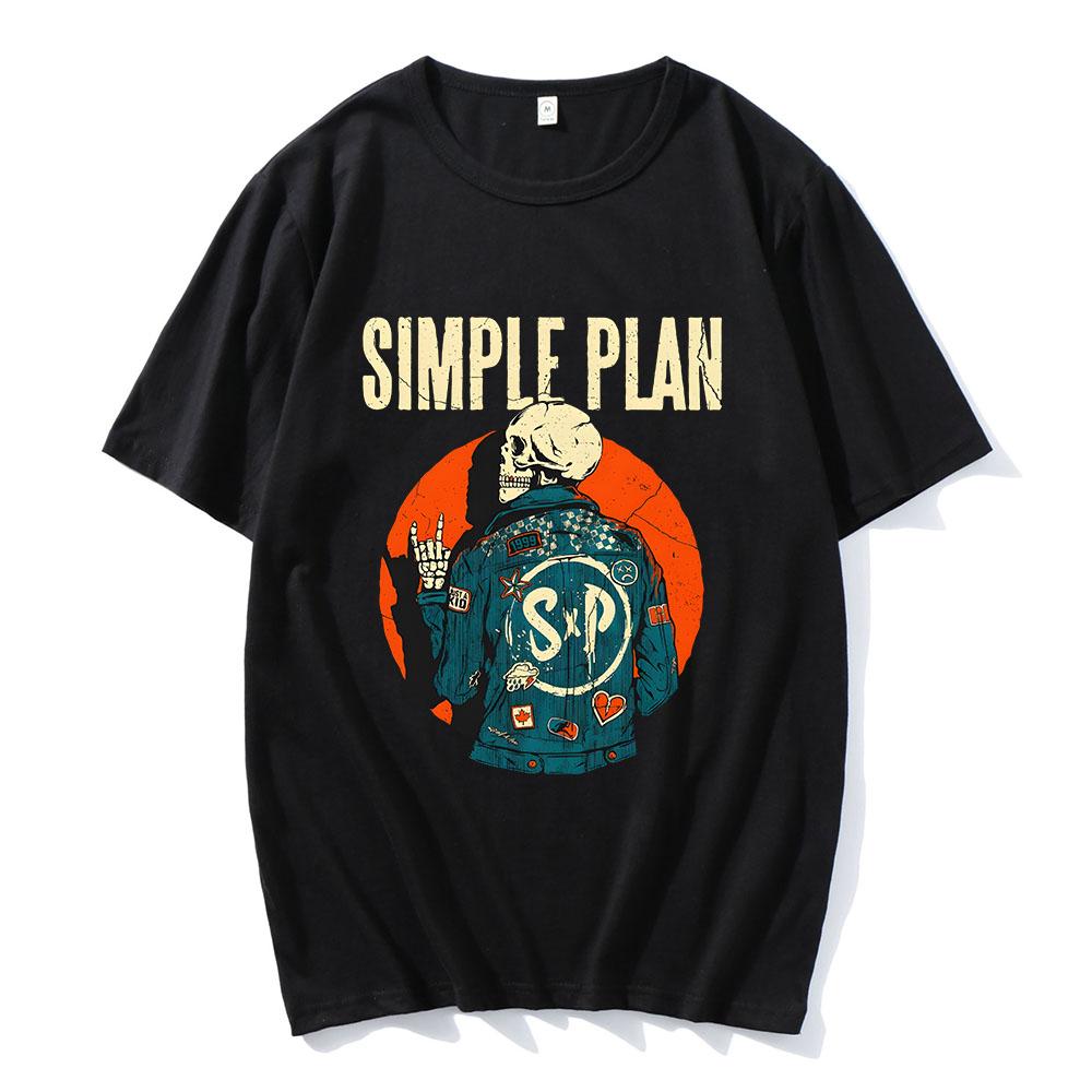 SKELETON JACKET T-SHIRT SIMPLE PLAN Band Design Print Tshirts Unisex Streetwear O-neck Summer Short Sleeve Male Tees Graphic Tee