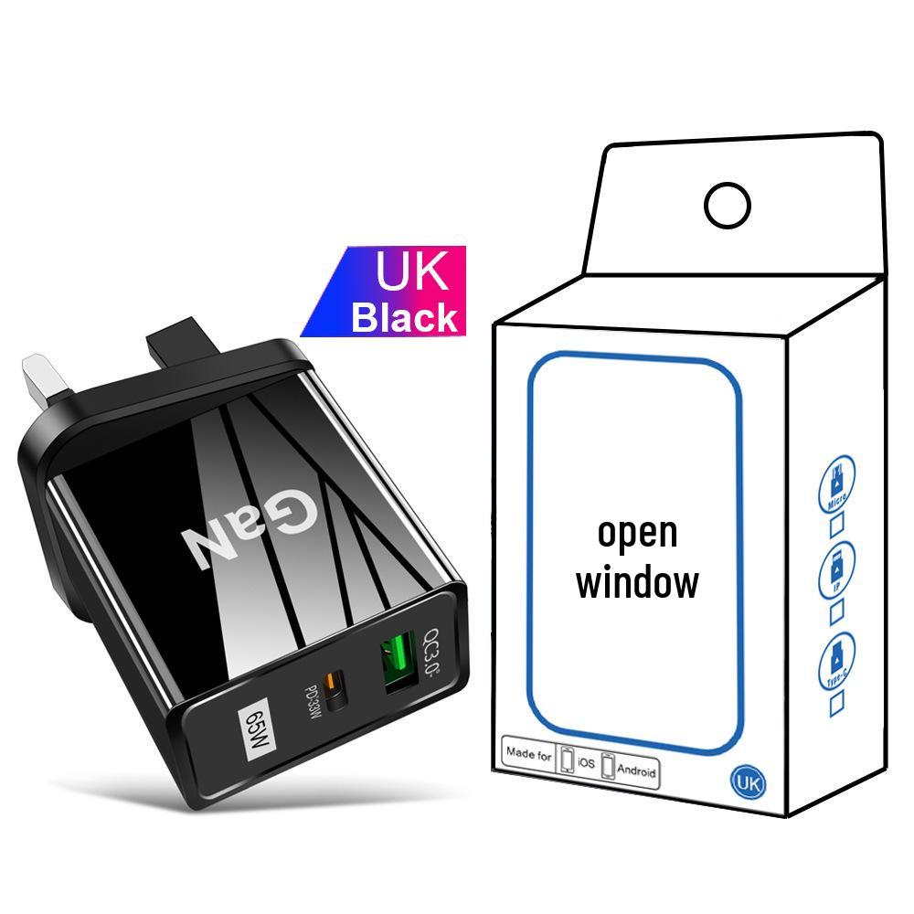 GaN 33W USB Fast Charger: QC 3.0 & PD, US/EU/UK Plug, Ideal for Mobile Phones