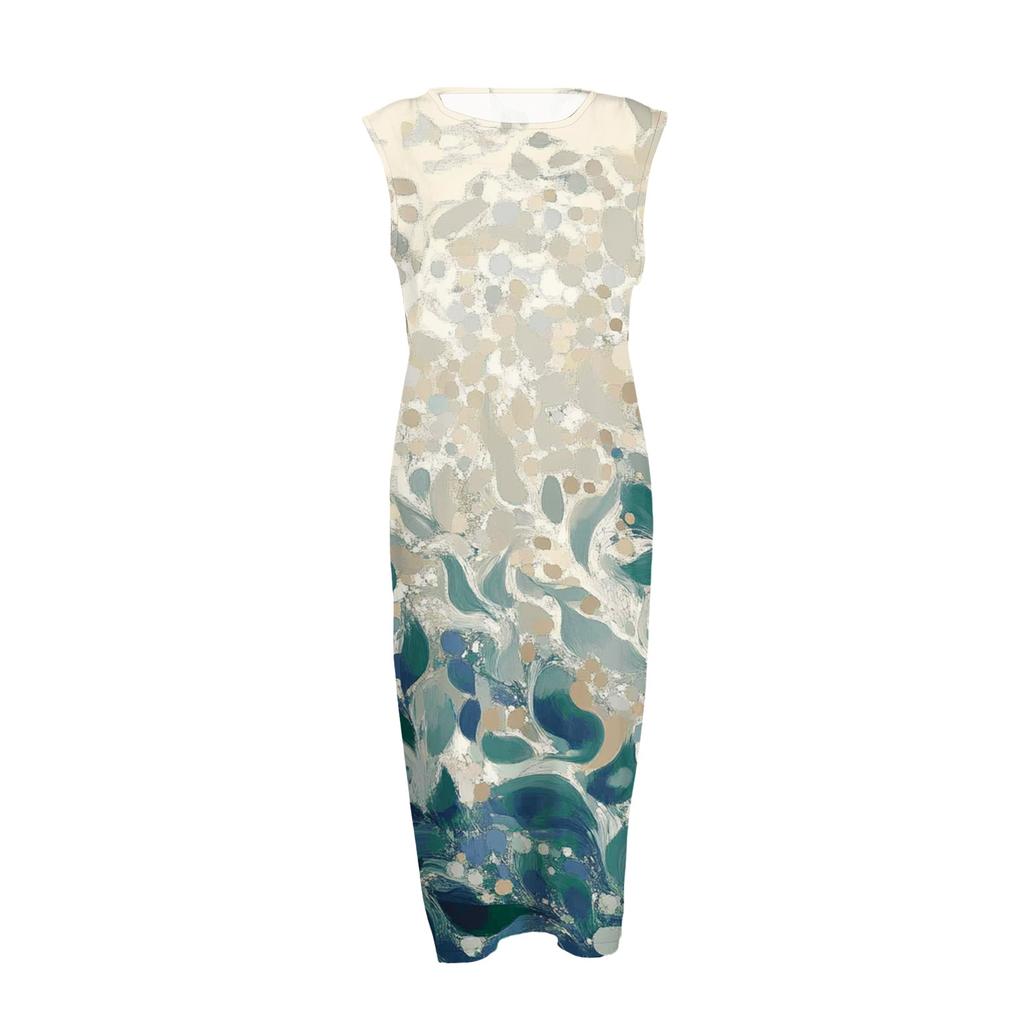 Women's Fashion Casual Sleeveless Round Neck Floral Elegant Temperament Dress