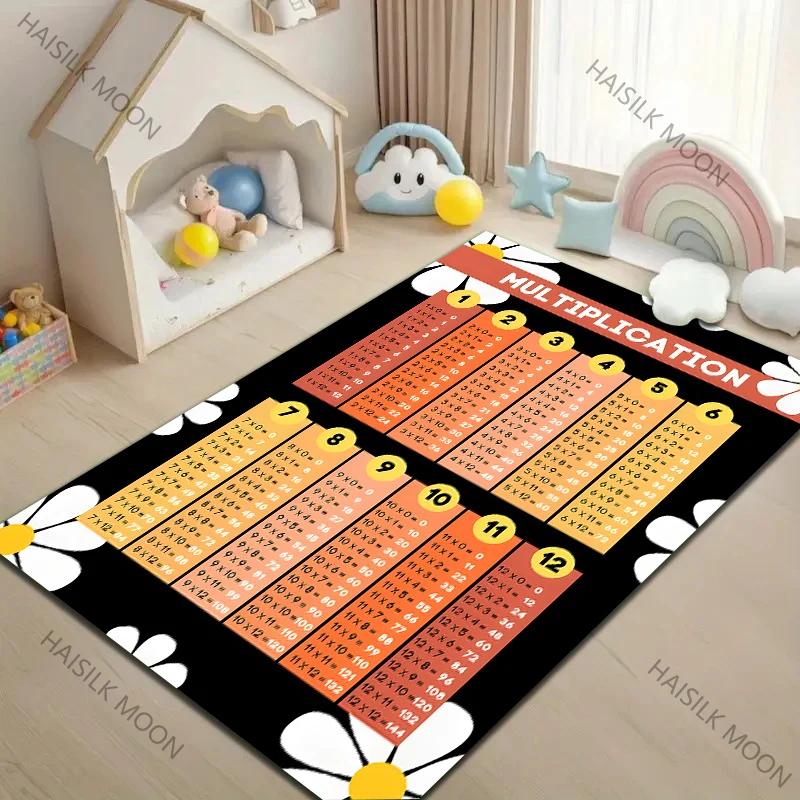 1PC Tabel Perkalian Printed Cartoon Carpet for Living Room Bedroom Sofa Home Decor Non slip Floor Mat Kids Room Area Rug