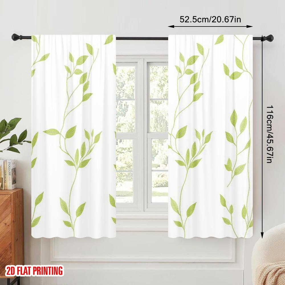2 Stück, 2D-Flachdruck Vorhänge Digitaldruck Blattranken Polyester (ohne Stange) Feiertag Perfekt für Schlafzimmer, Küche, Büro