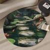 Koi Fish Pond Round Area Rug Non-Slip Floor Mat for Living Room Bedroom Feng Shui Home Decor