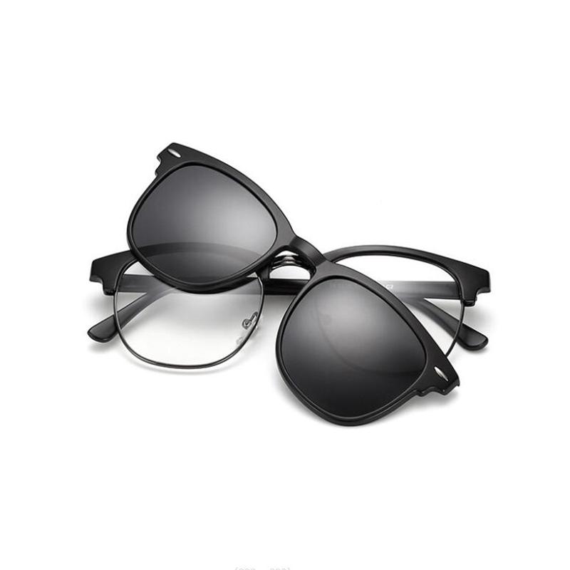 2 In 1 Magnet Clip Square Nearsighted Glasses Women Men 0 -0.5 -0.75 To -6.0  Farsighted Sunglasses Power +0.5 +0.75 To +4.0