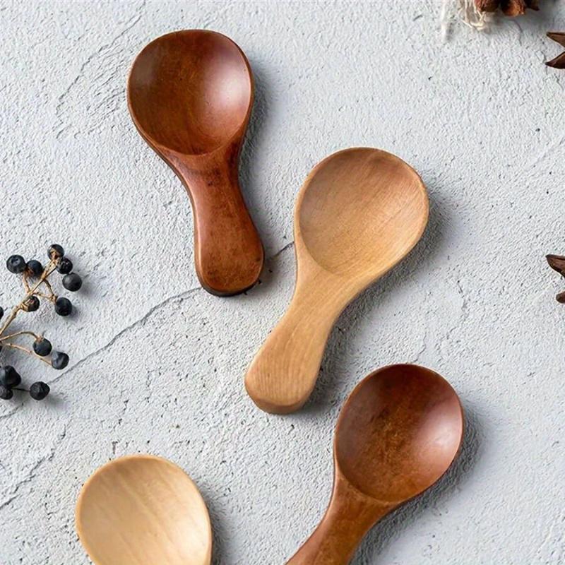 1/4 piezas Mini Cucharas de Madera Pequeña Cuchara para Especias Condimentos Azúcar Té Café Cuchara Mango Corto Cuchara de Madera Mermelada Mostaza Helado Cucharas de Madera Gadgets de Cocina