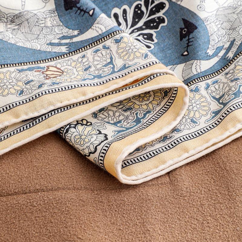 Spring and Autumn New Herringbone Square Scarf Fashion Versatile Silk Wool Shawl Women's Premium Light Luxury Silk Hair Scarf