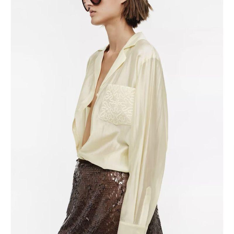 Za New Fall Women's Clothing 2025 Fashion Wind Fashion Minimalist Embroider Pocket Shirt 4786079 251