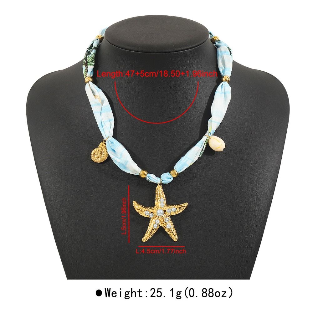 Bohemian Starfish Floral Pendant Necklace Vintage Charm Pendant  Beach Jewelry