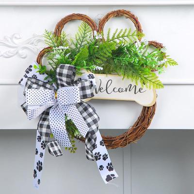 2023 Dead Branch Dog Paw Wreath Creative Rattan Ring Door Hanging Furniture Decoration