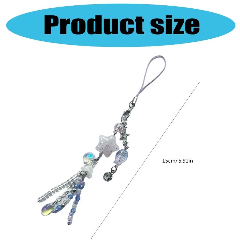 Lovely Jellyfish Pendant Handmade Beaded Phone Charm Portable Girls' Fashion Accessory for Mobiles Trendy Women Ladies
