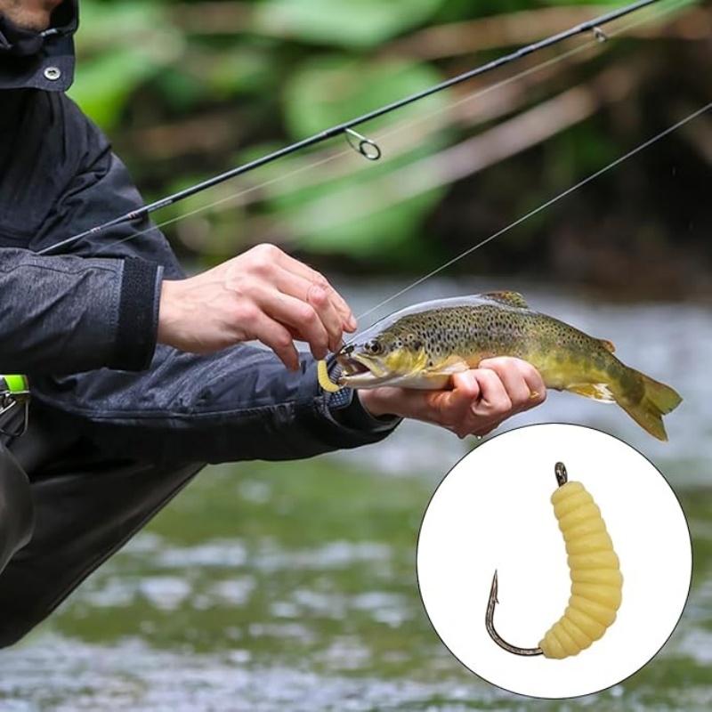 Set Momeală Pescuit Larve de Cauciuc cu Cârlige - Momeli Grub Versatile pentru Biban, Păstrăv, Crappie, Bluegill, Ideal pentru Pescuit la Apă Dulce