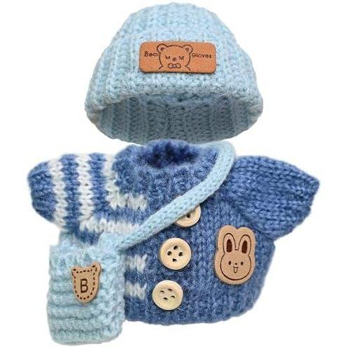 LBB 17cm Cute Cartoon Dolls Clothes Set 3-Piece Crochet Accessory Suit-Hat & Backpack for 15cm Dolls