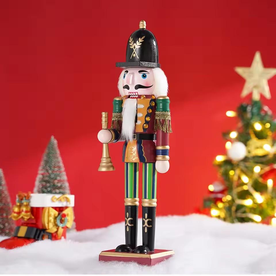 30cm Nutcracker Puppet Soldier Ornament Doll Merry Christmas Decoration Creative Gift Wooden Handicrafts Desktop Cute Ornament