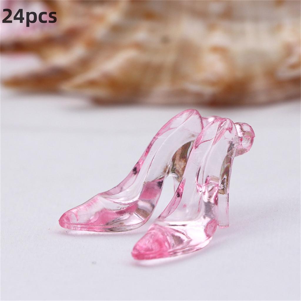 24pcs Mini Cinderella slippers plastic crystal heels princess wedding birthday party table candy gift decoration 5