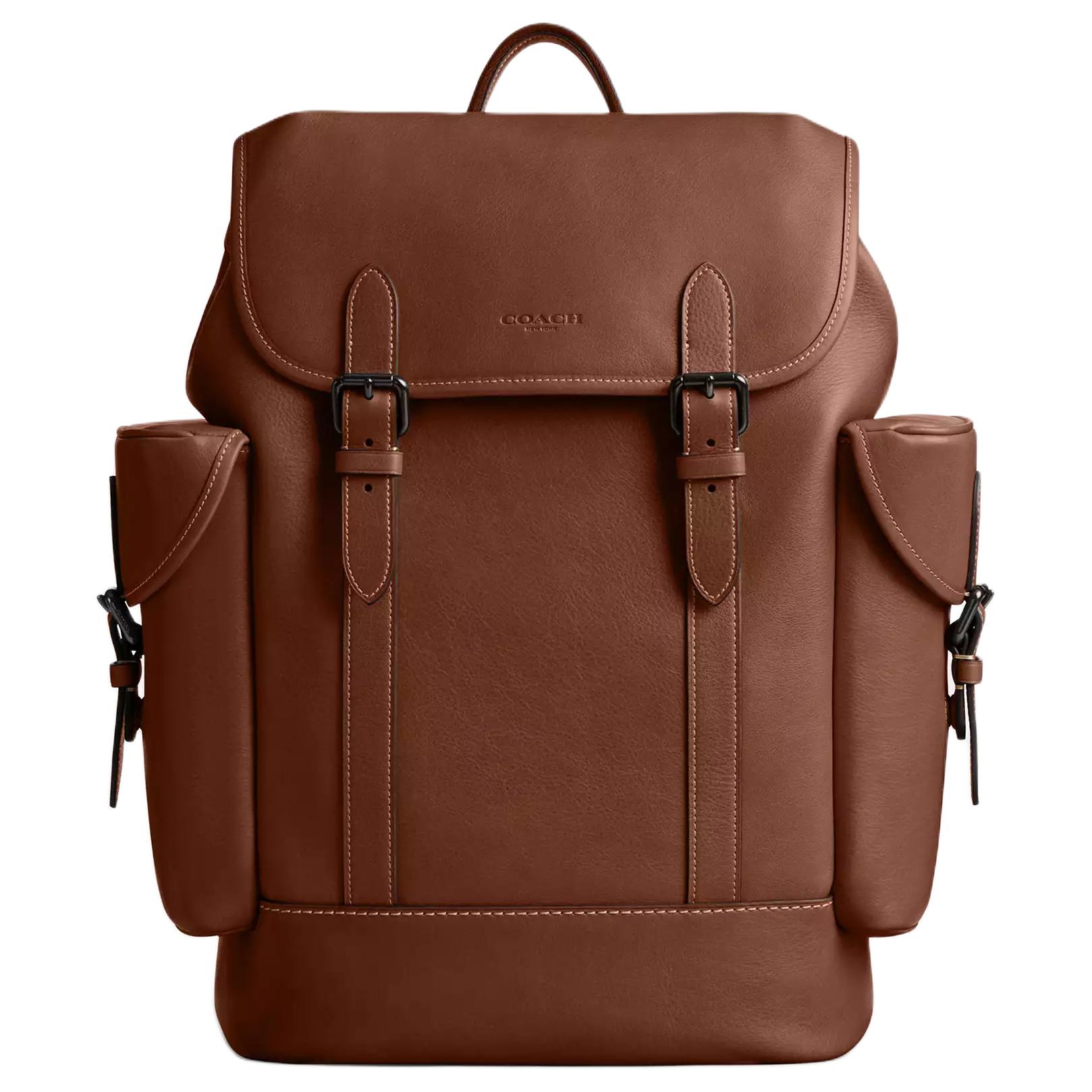 

Coach Hitch 31 Brand Print Flap Closure Natural Grain Leather Backpack Large Men Backpack Mahogany CV982-RWD Basic Set (Bag+Dust Bag)