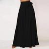 Womens Loose Wide Leg Pants Casual Elastic Culottes Spring Summer Lace Up Multi Size Optional
