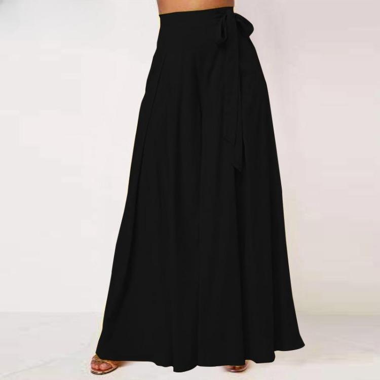 Womens Loose Wide Leg Pants Casual Elastic Culottes Spring Summer Lace Up Multi Size Optional