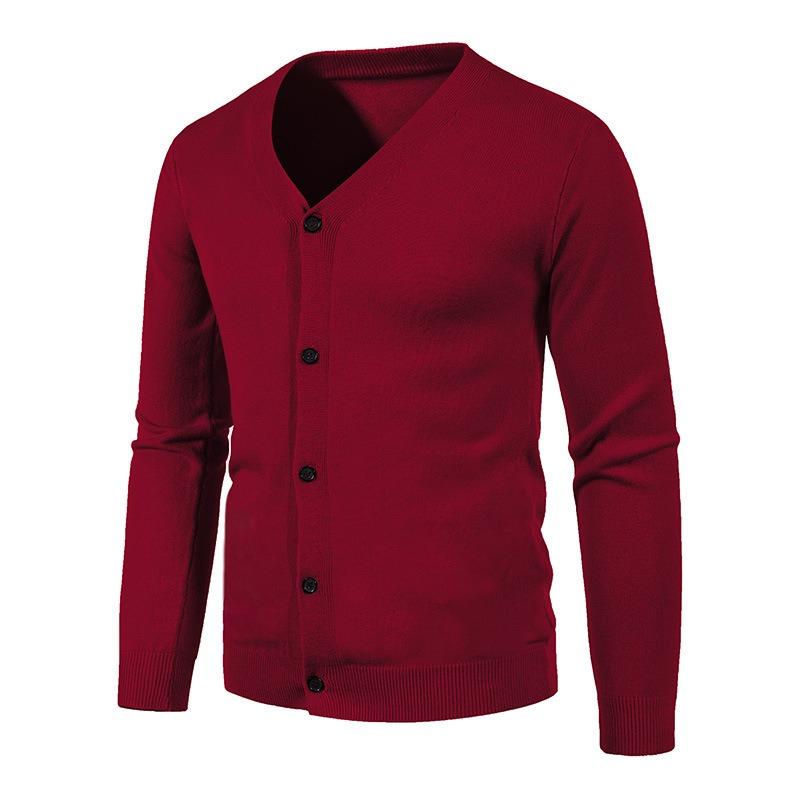Cardigan Sottile da Uomo Casual a V Scollo a Manica Lunga in Maglia