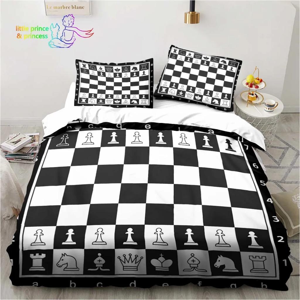 Funny Chess Board Comfortable Duvet Quilt Cover Pillowcase Bedding Set Children Bedroom Decoration Home Textile