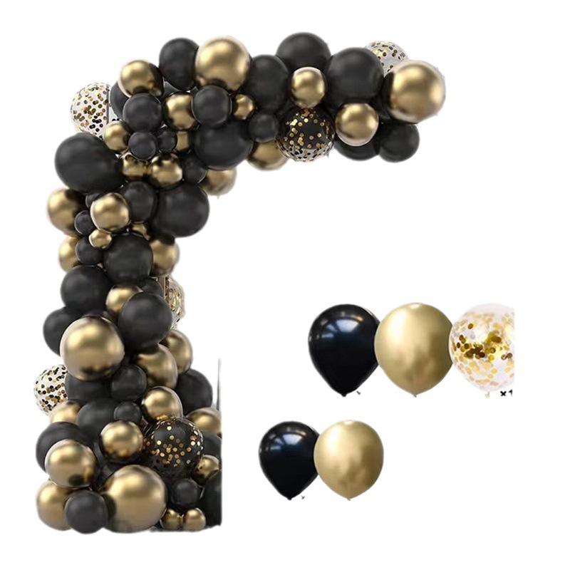 Black Gold Latex Balloon Chain Arch Set Themed Wedding Birthday Party Background Festive Celebration Balloons
