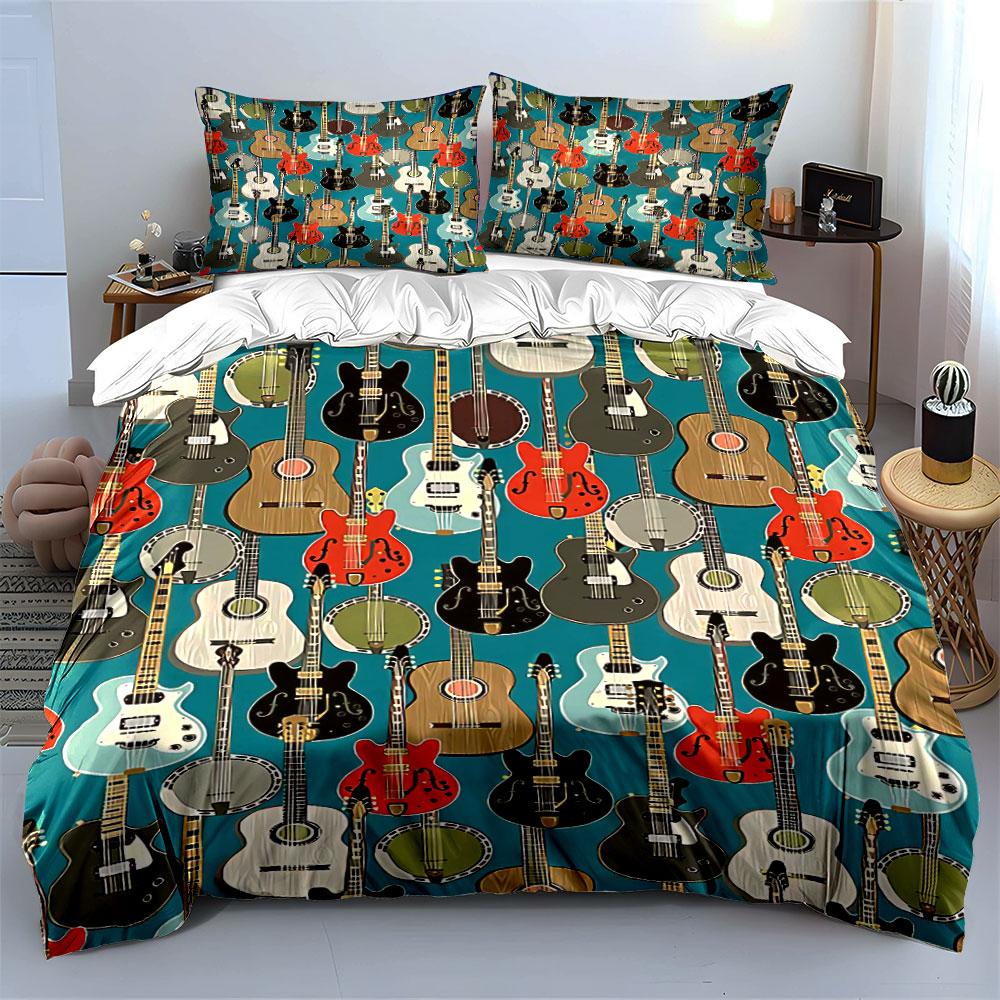 Colorful Guitar Bedding Set Bedding Duvet Cover Set Duvet Cover Pillowcases (1 * Duvet Cover 2 * Pillowcases, without duvet insert)