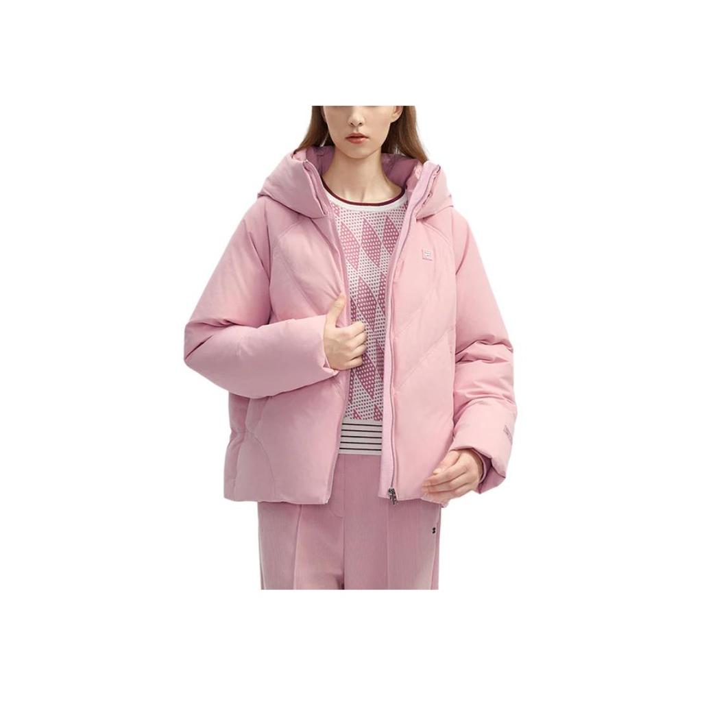 Fila Down Jacket Solid Color Simple Fashion Windproof Hooded Down Coat Women Jackets Pink F11W443911FPK