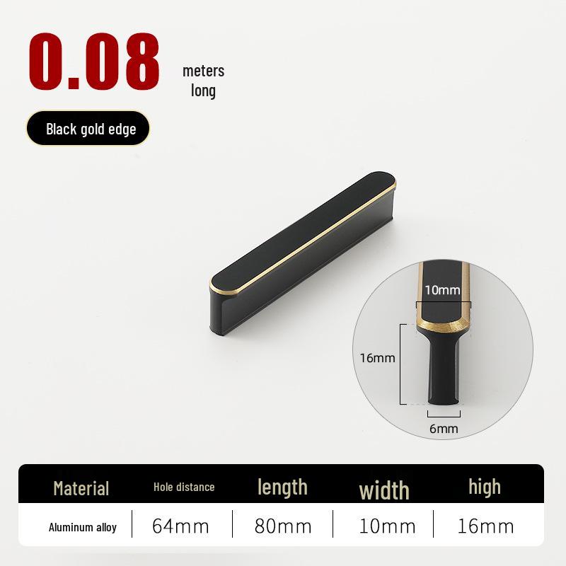Round T-Type Black Wardrobe Door Handle with Gray, Gold, and Silver Edges