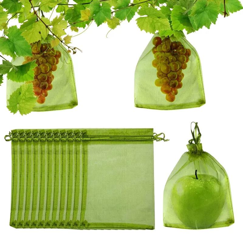 10pcs Bird And Insect Proof Fruit Mesh Bag, Breathable And Transparent Bundle Mouth Protective Cover, Specialized Bag For Gardening Fruit Trees